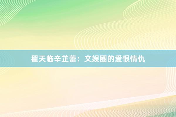 翟天临辛芷蕾：文娱圈的爱恨情仇